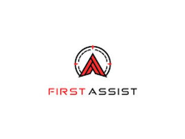 Logo of First Assist with red and black design.
