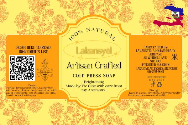 Brightening artisan crafted cold press soap with natural ingredients from Haiti.