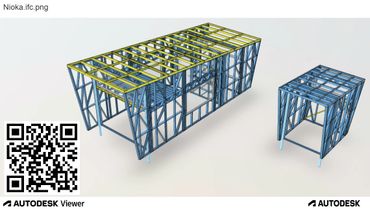 3D model of two steel frame structures in Autodesk Viewer.