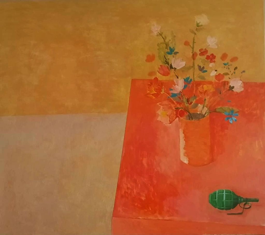 Zurab Gikashvili Artwork, Flowers and Grenade, Georgia 2024