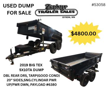 2019 Big Tex used dump trailer for sale at $4800.