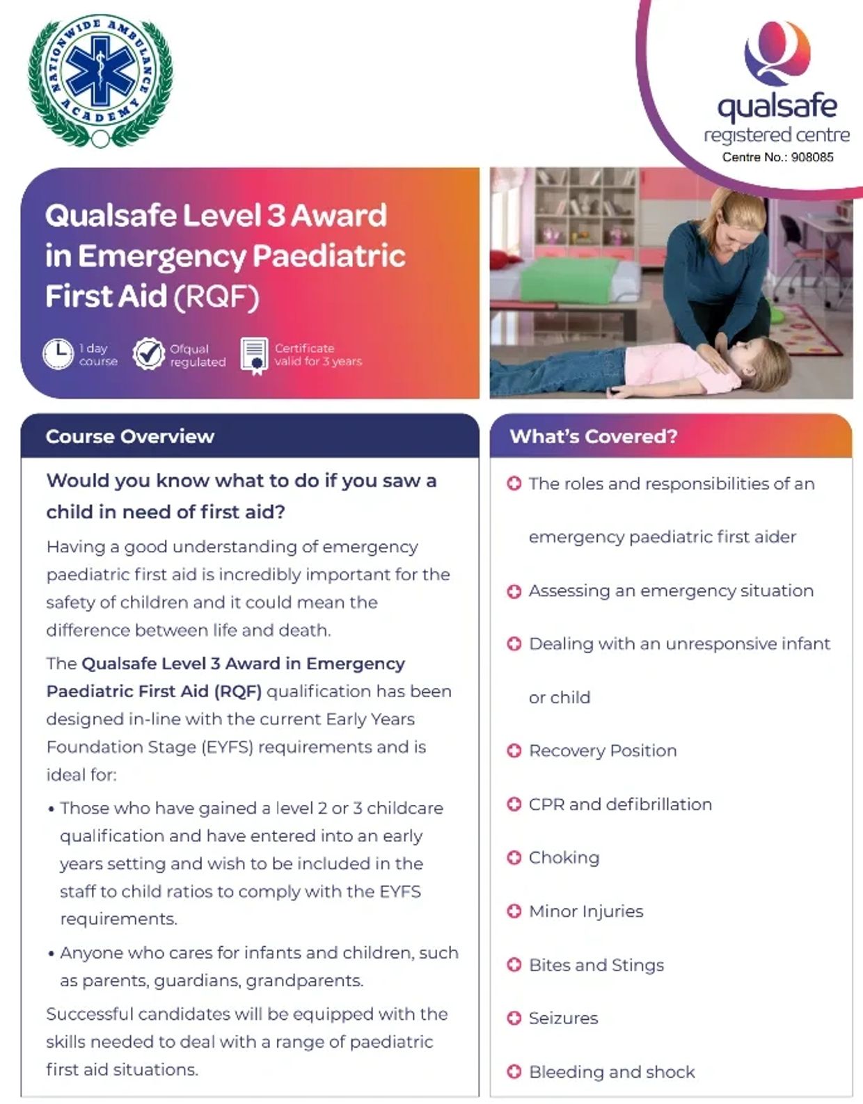 Paediatric First Aid Course Colwyn Bay