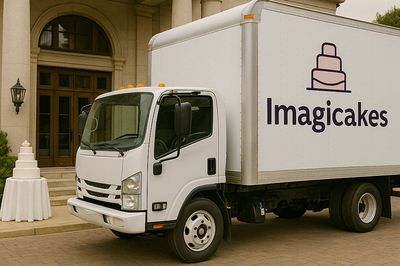 Imagicakes truck delivering wedding cake in philadelphia