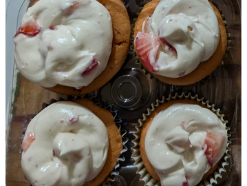 Yellow Cake Cupcakes with Fresh Strawberry Buttercream. Custom Order