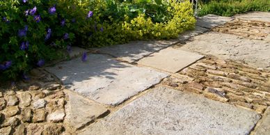 York Flags with Bargate stone Inserts. Haslemere Surrey . Simply Stonework