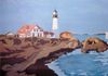 This lighthouse mural is also in the nautical, home office