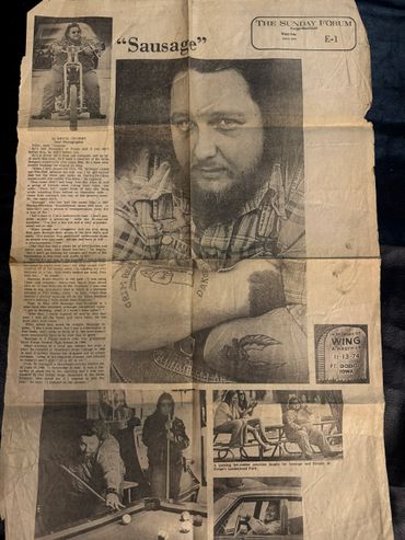 1978 newspaper feature on 'Sausage,' a Fargo motorcycle enthusiast and club member.