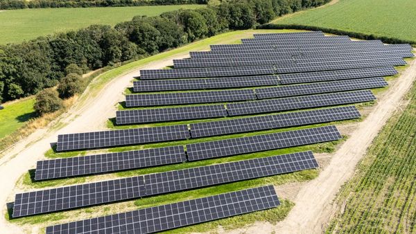 Drone Shot of a Solar Farm.
