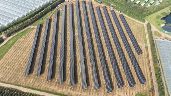 Drone shot of a Solar Farm.