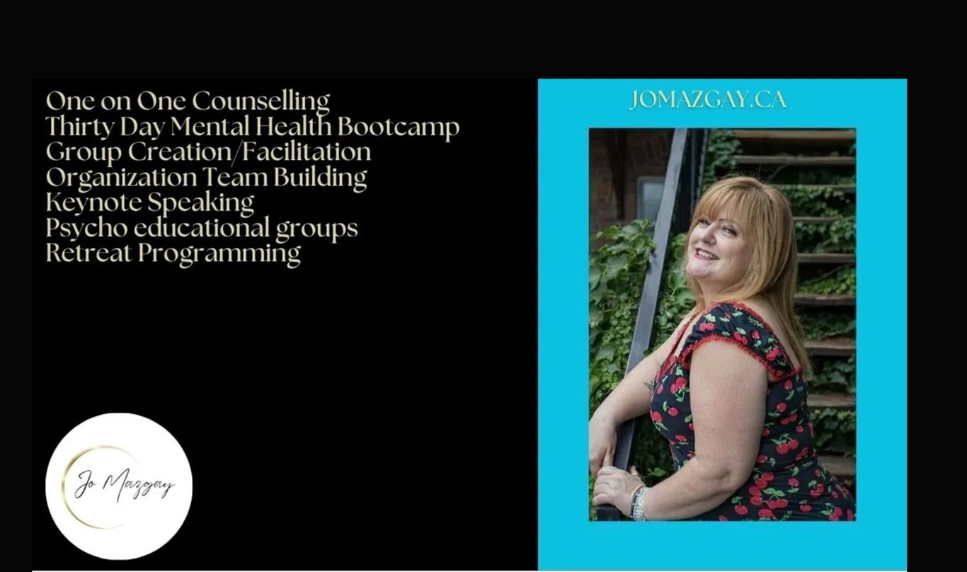 Mental health services and counselling offered by Jo Mazgay, including counseling and team building.