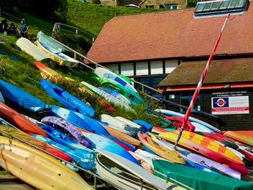 Boats laid to rest in Runswick Bay.