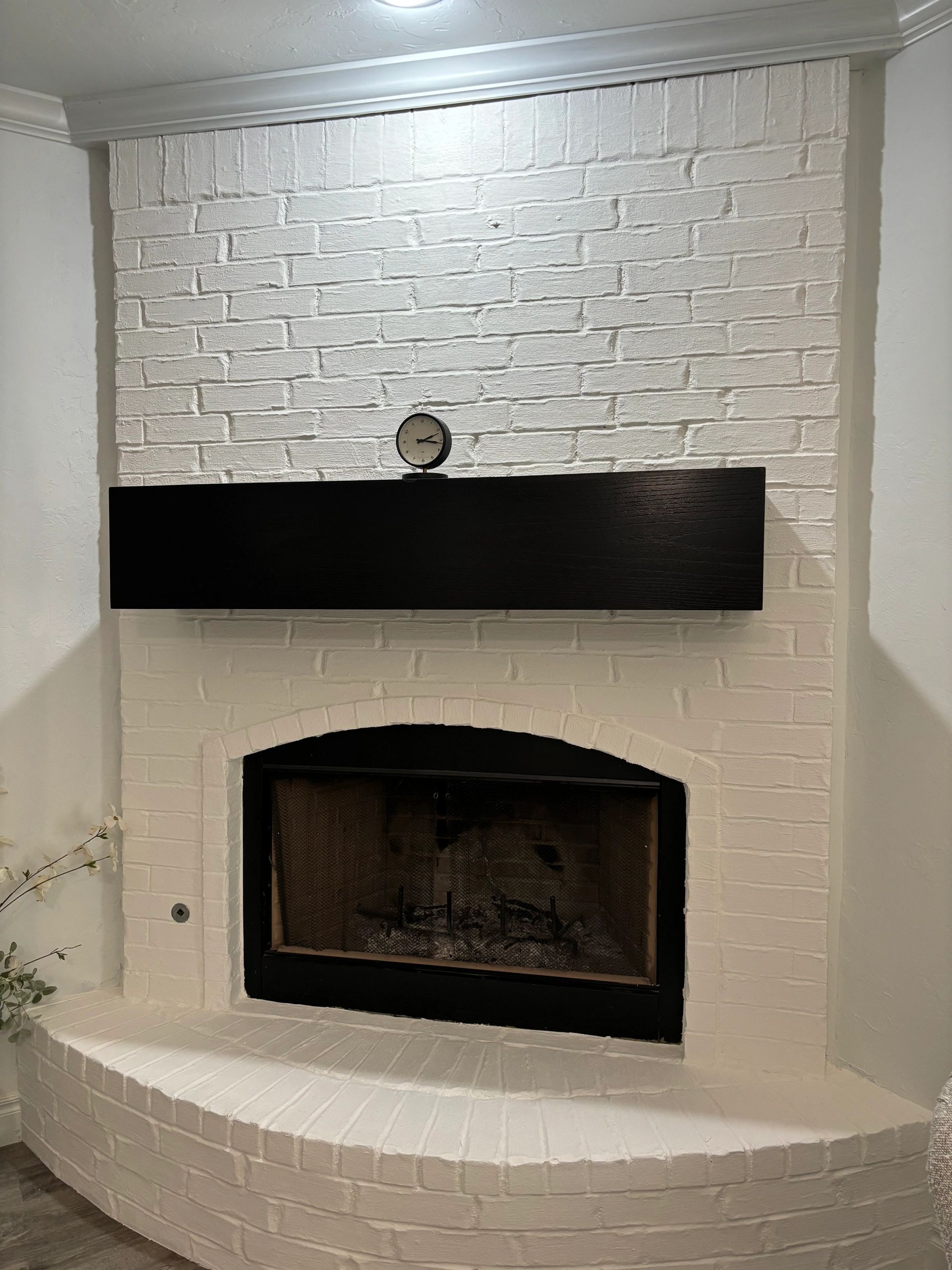 Beautiful chimney transformation done with  Romabio Lime Slurry, color used Bianca White. 