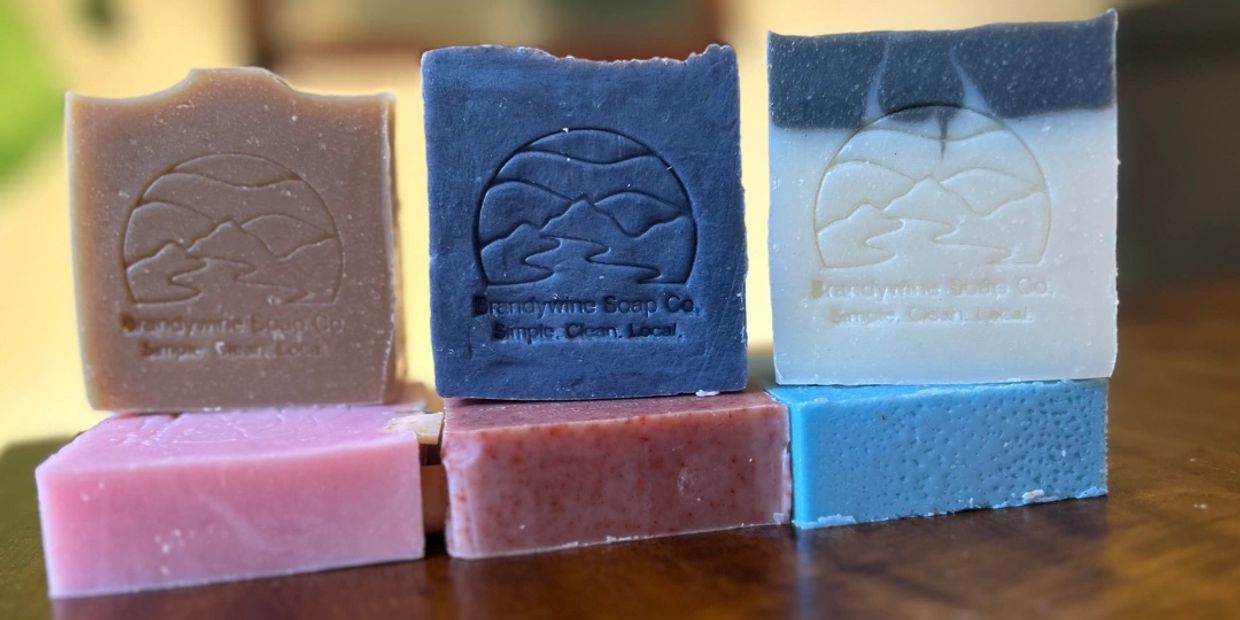 This is a photo of handcrafted soap from Brandywine Soap Co that show off the natural colors.