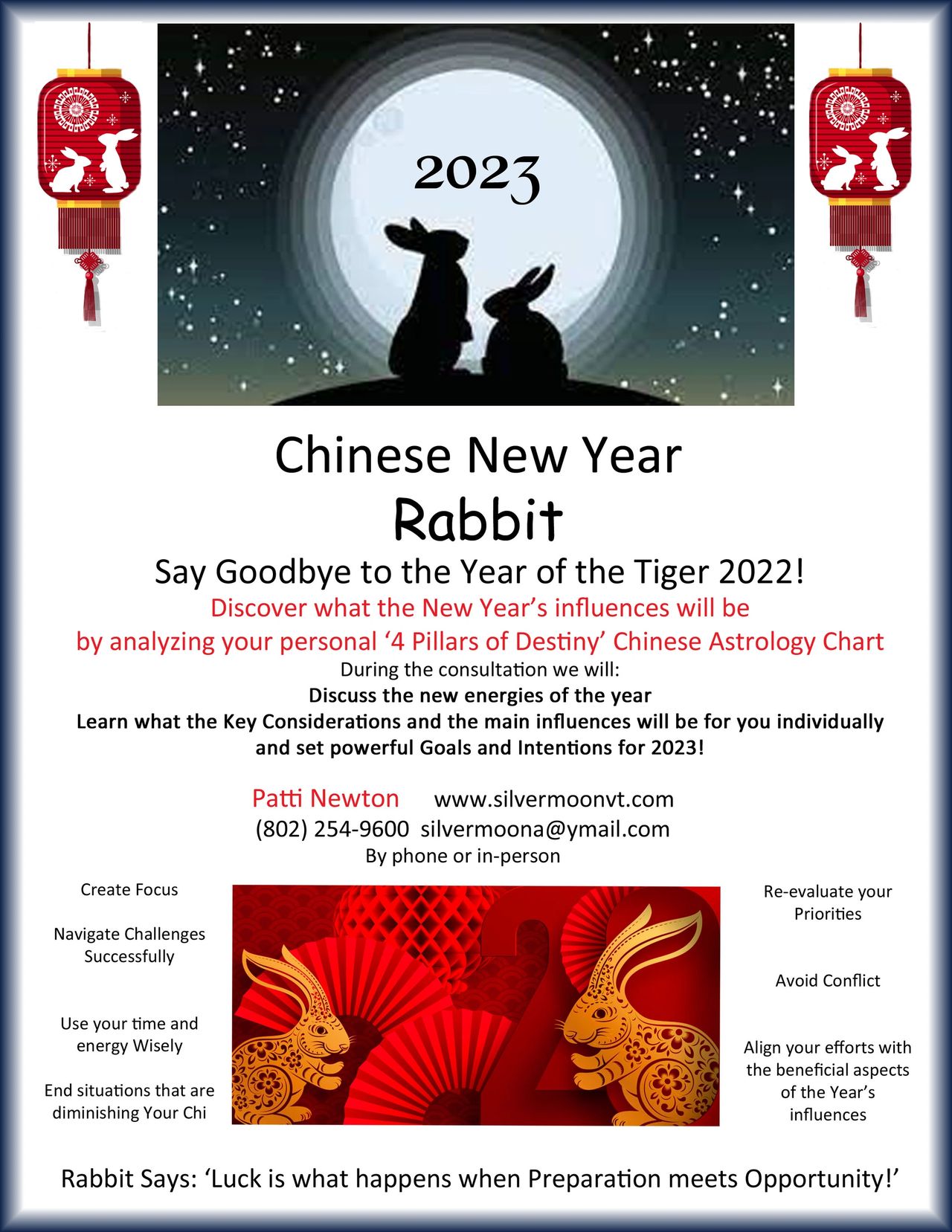 4 Pillars of Destiny Chinese Astrology - 2023 Year of the Rabbit