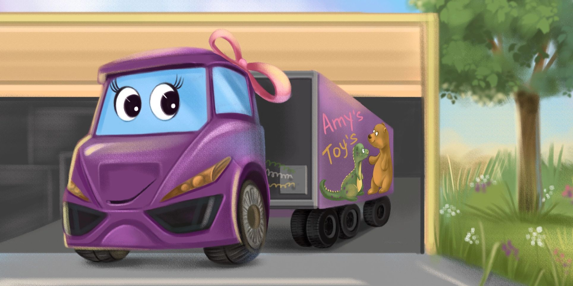 Sample page from Elly the Electric Truck - a children's book about a purple electric truck.