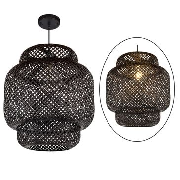 Rattan Modern Lamp  Black Shade 