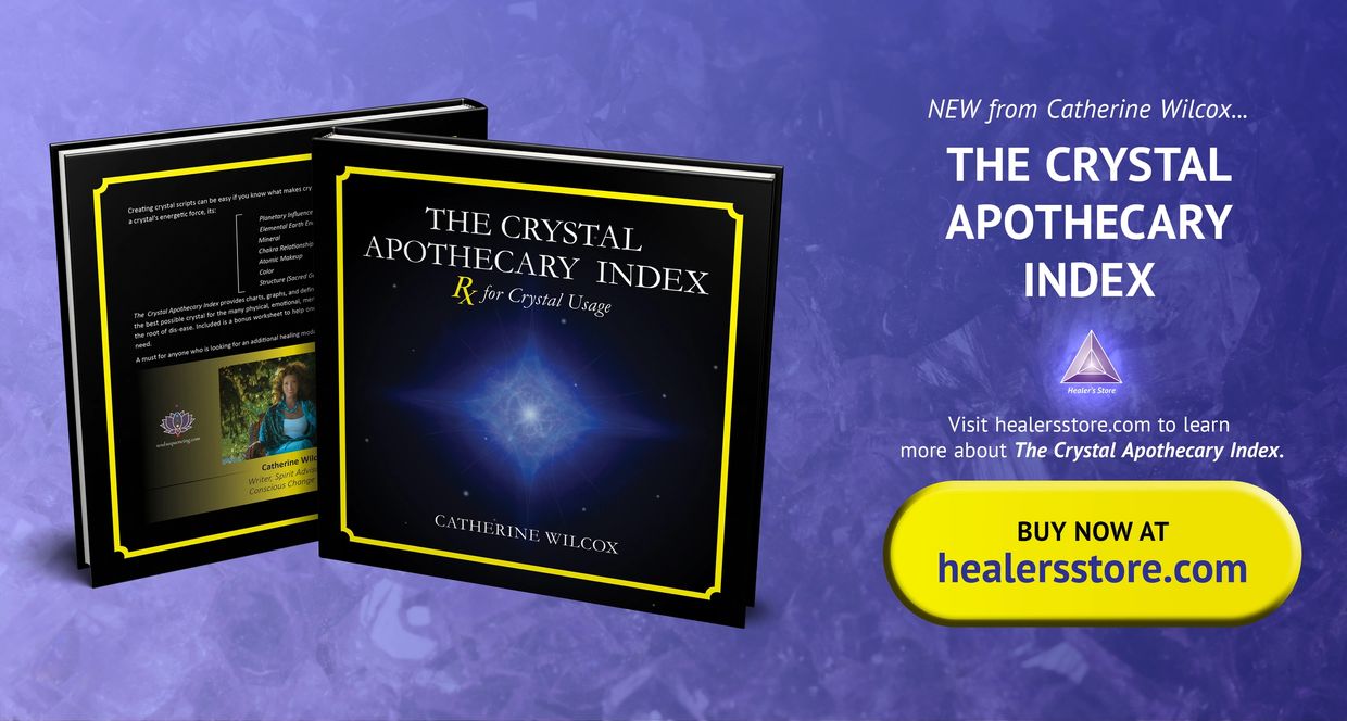 Ad for the newly released book titled The Crystal Apothecary Index, Rx for Crystal Usage