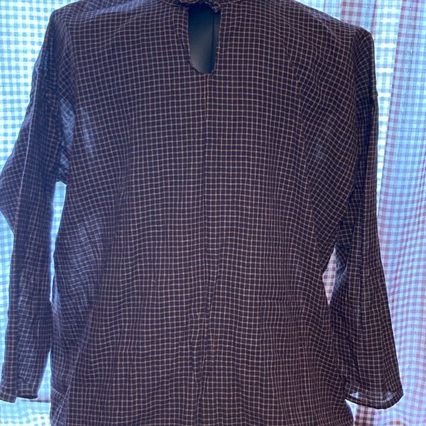 A plaid long-sleeved blouse