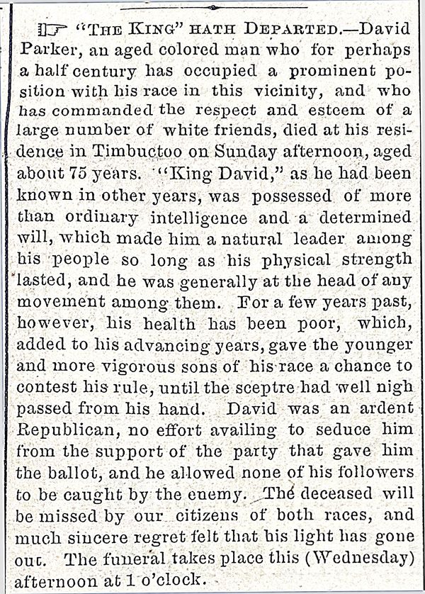 David Parker obituary | Timbuctoo