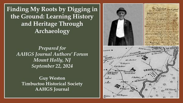 Timbuctoo  New Jersey| Archaeology  |  Guy Weston. 