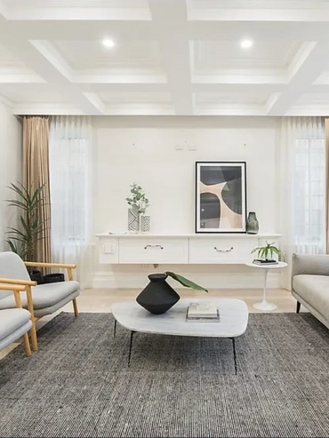 Luxury interior lounge styled with designer furniture pieces