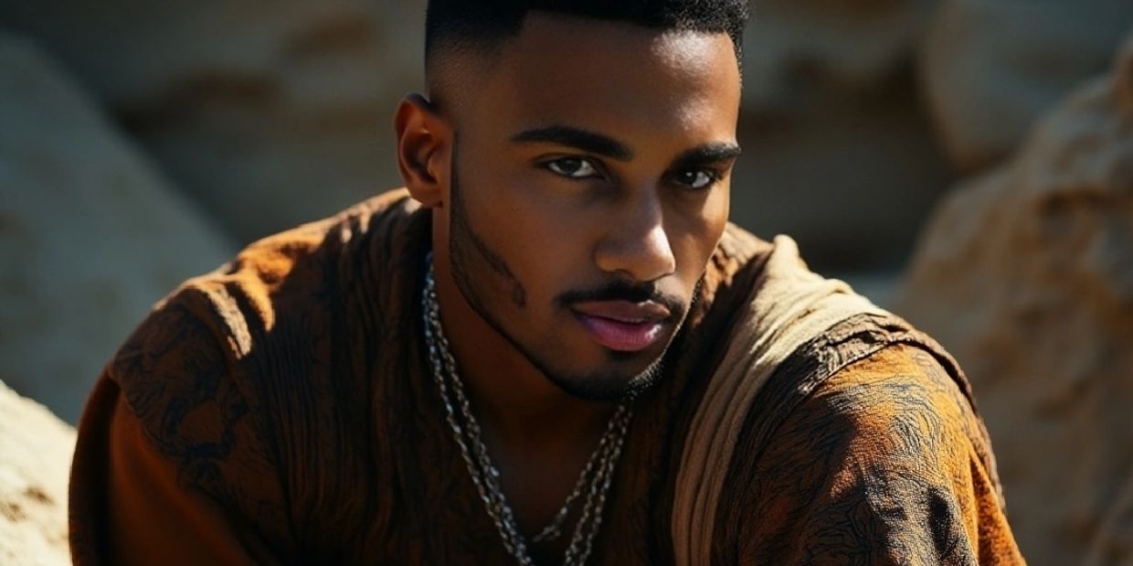 Nick Nobody, a Black man, in a desert.