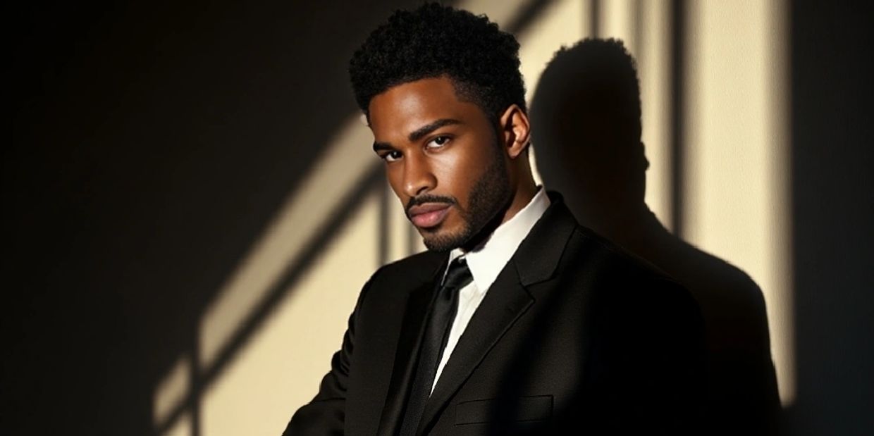Handsome Black man sitting in a room with natural light