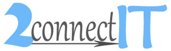 Logo with "2connectIT" text, combining blue and black colors.