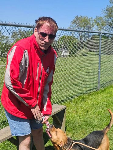 Playing with dogs at the Stark County Humane Society