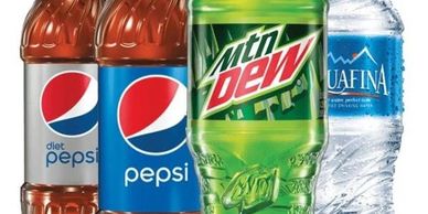 Pepsi, Mountain Dew, Diet Pepsi, and water used for our vending services