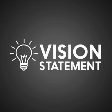 Light bulb icon with the words 'VISION STATEMENT' on a dark background.