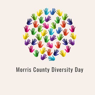 Colorful handprints arranged in a circle promoting Morris County Diversity Day.
