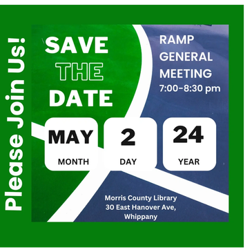 Save the date for RAMP General Meeting on May 2, 2024 at Morris County Library.