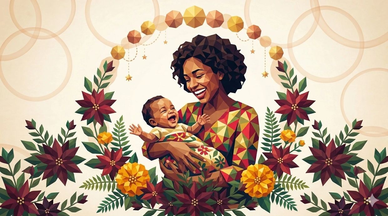Joyful mother holding her baby, representing a warm, non-religious humanist naming ceremony in Kent.