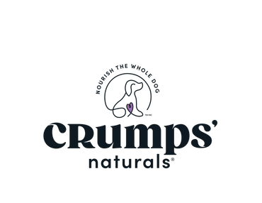 Logo of Crumps' Naturals dog food brand with a dog illustration.