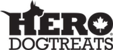 Black logo with a dog's silhouette and a maple leaf in the text.