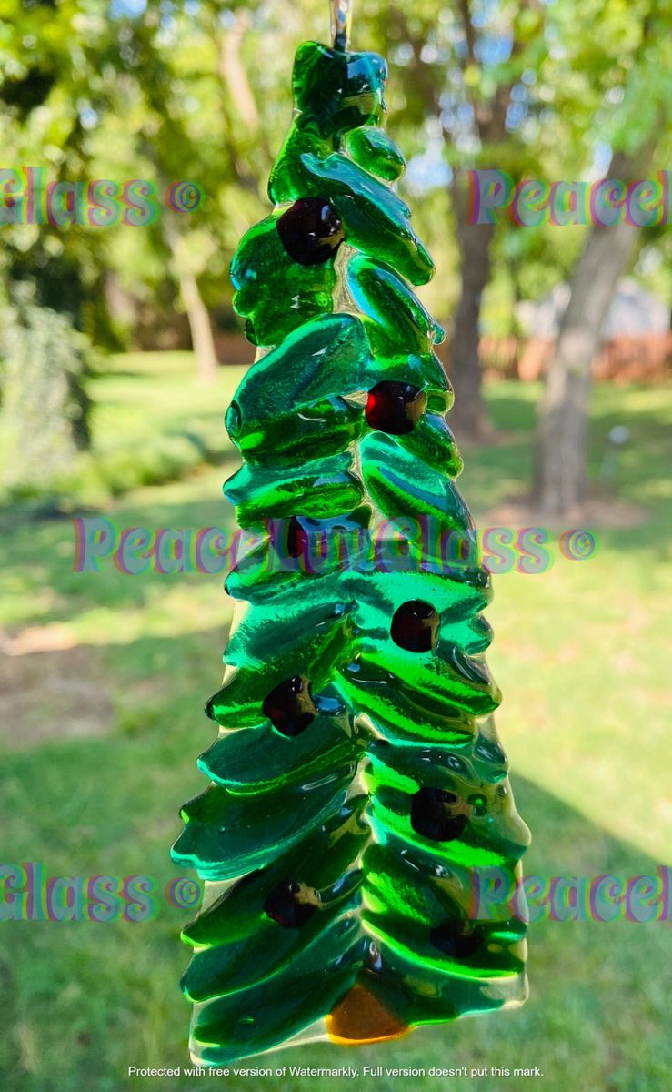 Contemporary Fused Glass Christmas Tree Ornaments (PLG212)