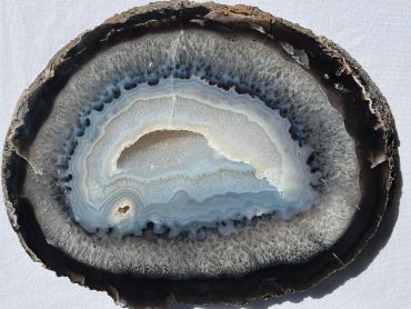 Close-up of an agate geode's crystalline interior.