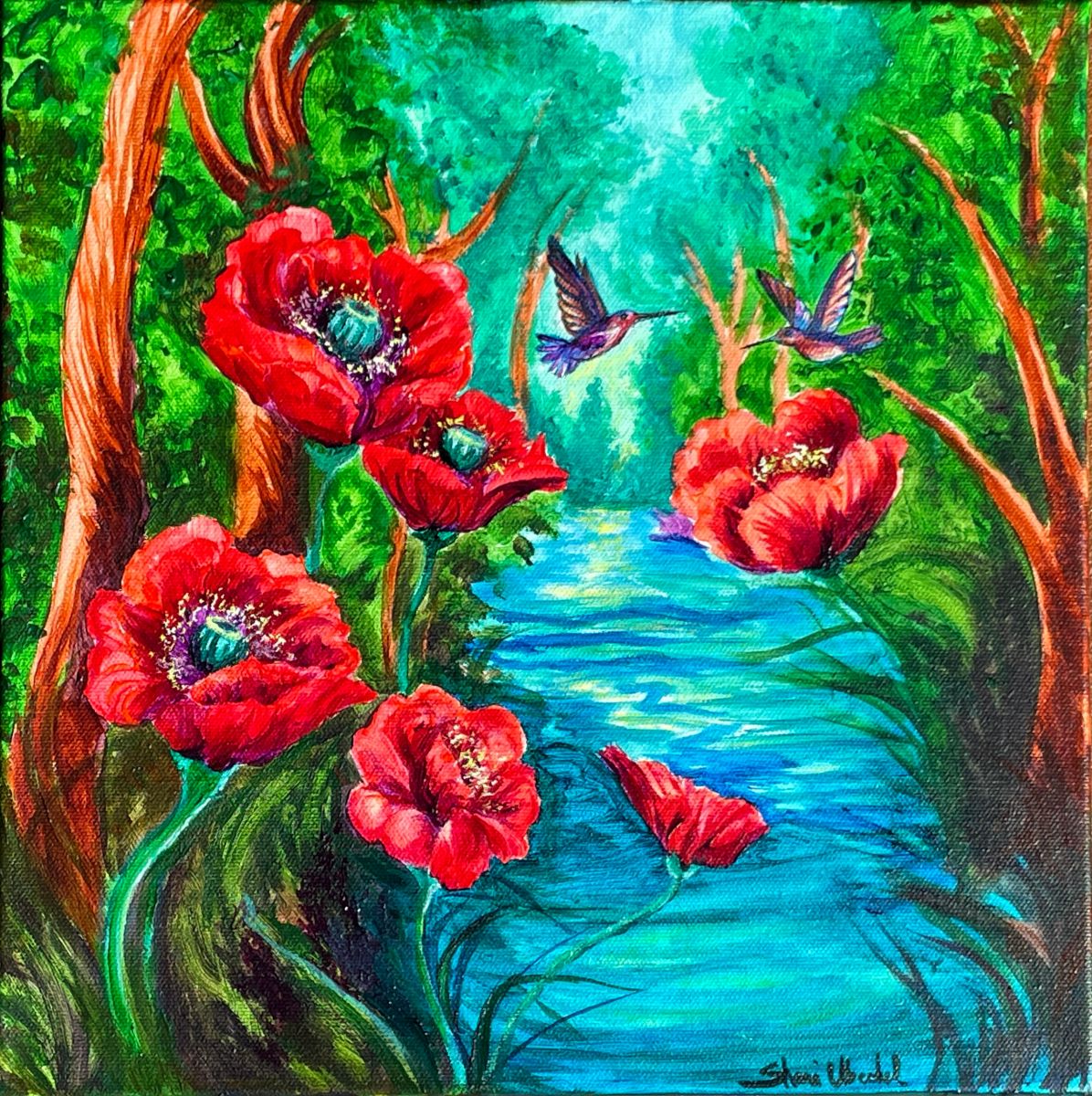 Hummingbird Poppy Joyous River