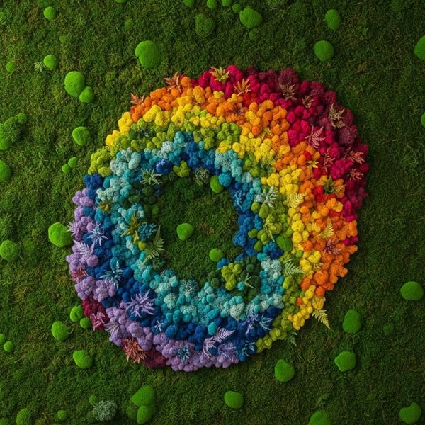 rainbow reindeer moss circle 
