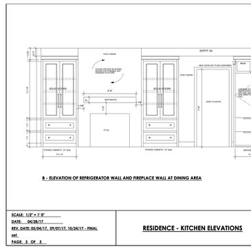 Elevation Drawings of Kitchen Cabinets for Construction