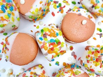Cereal Milk Macaron Ice Cream Sandwich