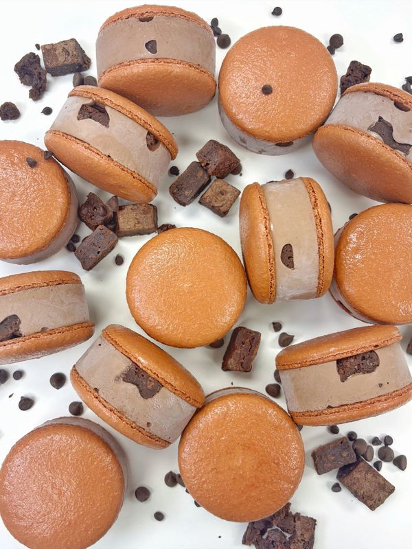 Chocolate Brownie Macaron Ice Cream Sandwich