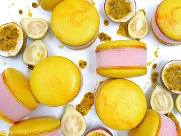 Dairy-Free Passion Fruit - Guava Sorbet Macaron Ice Cream Sandwich