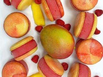 Dairy-Free Raspberry Mango Macaron Ice Cream Sandwich