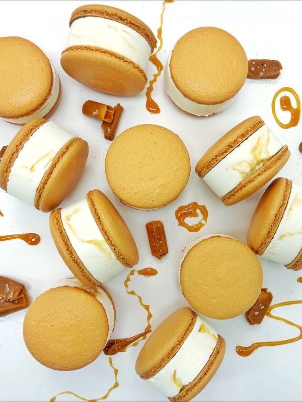 Salted Caramel Macaron Ice Cream Sandwich