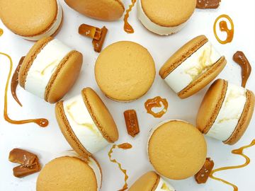 Salted Caramel Macaron Ice Cream Sandwich