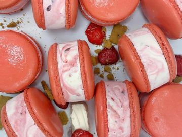 Strawberry Cheesecake Macaron Ice Cream Sandwich
