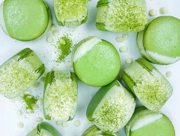 White Chocolate Matcha Macaron Ice Cream Sandwich