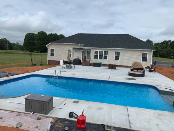 Inground Swimming Pool Progress | Cozy Cove & Steps in Grey